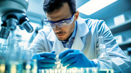 Scientific Research in a High-Tech Laboratory: Scientists Working with Advanced Equipment