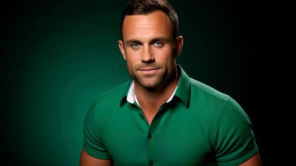 Naklejka premium Confident Mid-Aged European Man: Professional Business Portrait on Solid Color Background