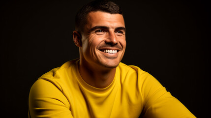 Naklejka premium Confident Mid-Aged European Man: Professional Business Portrait on Solid Color Background