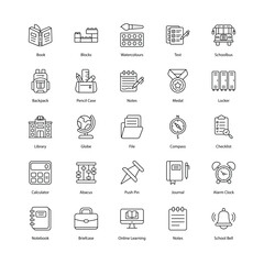 back to school icons set isolate white background vector stock illustration