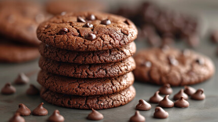 Soft baked choclate cookie well decorated product photo