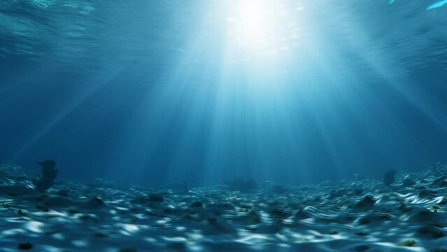 Underwater Background Deep Sea Sun Lighting in the Dark Ocean.mp4