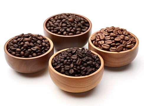Rows of various types of coffee that have been roasted. generative AI