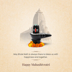 Happy Maha Shivratri Lord Shiva Ling decorated with Temple