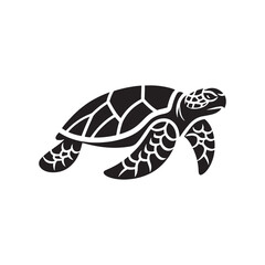 Enigmatic Guardians: Turtle Silhouettes Evoking the Mystery and Wisdom of Oceanic Protectors - Turtle Illustration - Turtle Vector - Reptile Silhouette
