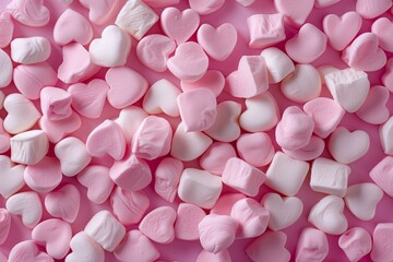 heart shape marshmallow background, yummy, commercial photography, Valentines day