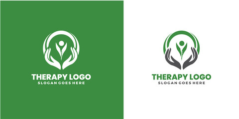 Physical therapy vector logo icon illustration - obrazy, fototapety, plakaty