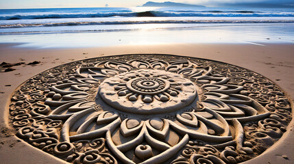 Decorative Art with Ornamental Mandala Design, Intricate Floral Patterns, Symbolizing Traditional Cultural Beauty