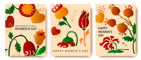 Happy Women's Day. Hello spring. Fashionable abstract art templates. It is suitable for publications on social networks, mobile applications, banner design and advertising on the Internet