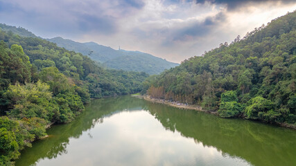 Lau Shui Heung Reservoir pond shoreline Jan 20 2024