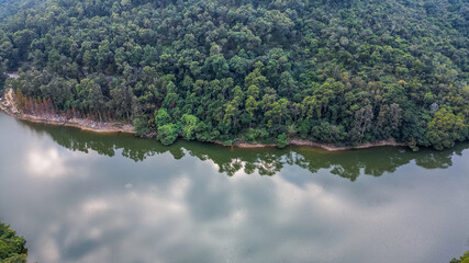 Lau Shui Heung Reservoir pond shoreline Jan 20 2024