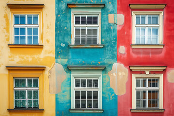 Obraz premium Collage of colorful windows of Prague, Czech Republic