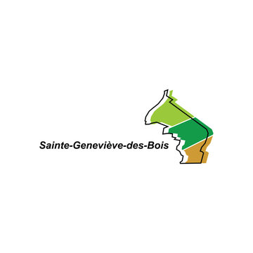 Sainte Genevieve Des Bois City of France map vector illustration, vector template with outline graphic sketch style isolated on white background