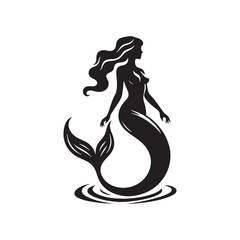 Enchanting Ocean Muse: A Mesmerizing Collection of Sea Siren Silhouettes - Sea Siren Illustration - Sea Siren Vector
