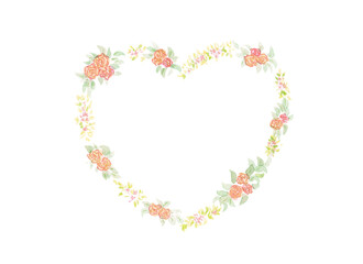 Cœur fleurs oranges aquarelle ancien