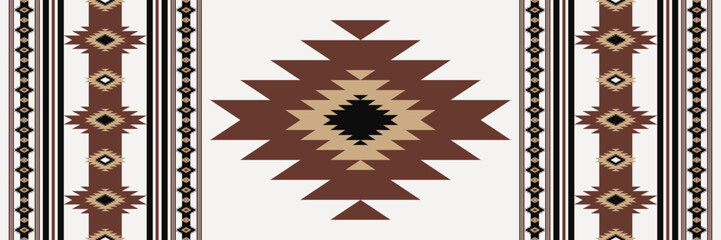 Southwestern geometric rug pattern. Vector Aztec Navajo geometric stripes seamless pattern. Ethnic southwest geometric pattern use for area rugs, carpet, tapestry, tablecloth, table runner, cushion.