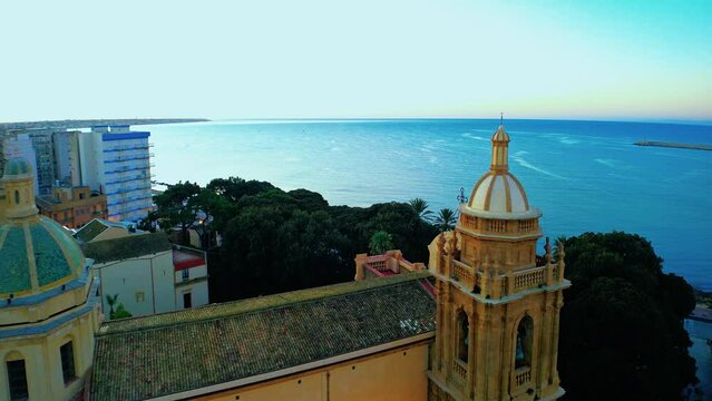 Aerial view with drone of Cathedral Church, Mazara del Vallo, Sicily, Italy