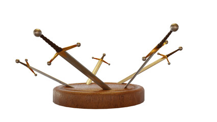 pedestal con espadas