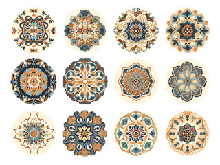 Ancient Chinese Dunhuang ceiling murals, watercolor hand-painted in retro style.