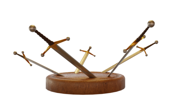 pedestal con espadas