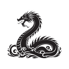 Whispers of the Abyss: A Gallery of Sea Serpent Silhouettes Conjuring the Sublime Mysteries of the Deep - Sea Serpent Illustration - Sea Serpent Vector
