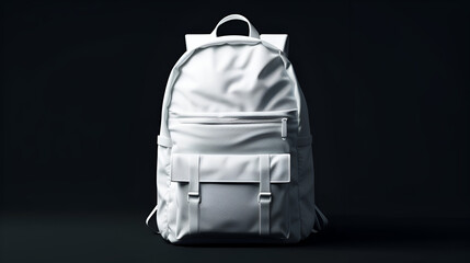 Vector White Mock up Backpack bag, back to school, world tour day, tour backpack, isolated white background, generative ai