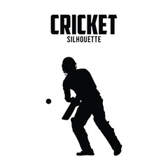 Cricket Batsman vector stock illustration, Cricket silhouette Vector