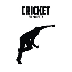 Fototapeta na wymiar Cricket Silhouette vector stock illustration, Cricketer silhouette Vector