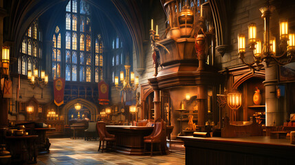 Gothic Church Interior with Ornate Altar and Candles: A Mysterious and Historical Atmosphere
