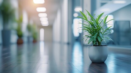 a plant in Office Open Corridor Background