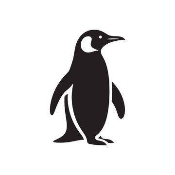 Subtle Solitude: Penguin Silhouettes in a Quiet Exploration of the Antarctic Wilderness - Penguin Illustration - Penguin Vector
