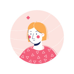 Students avatar in cartoon design. A thoughtfully crafted design feature a young person's avatar, inviting learners to connect with the content and embrace the study process. Vector illustration.