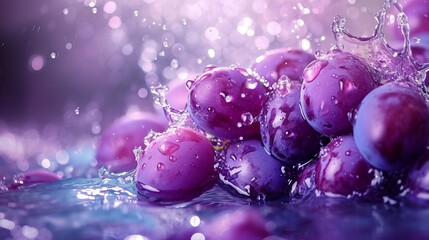 purple grapes immersed in water