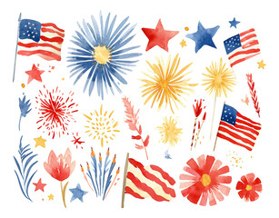 Obraz premium Independence Day watercolor with a festive theme