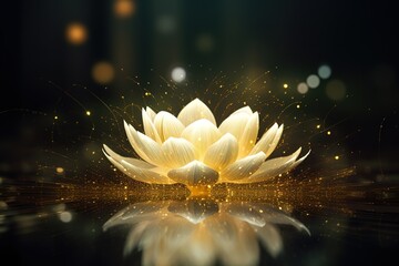 The lotus flower is golden white, very beautiful, with just the right amount of light
