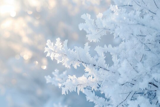 Beautiful background image of hoarfrost in nature close up.