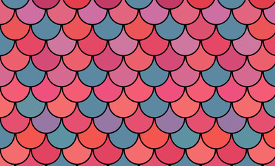 Scale Fish unicorn vivid background. Pattern skin fish. Scaled dragon underwater sea texture. Shape print snake. Fish scale element. © Tanita
