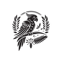 Fototapeta premium Orchid Canopy: Parrot Silhouette Set Amidst the Lavish Canopy of Orchids in a Tropical Wonderland - Parrot Illustration - Parrot Vector 