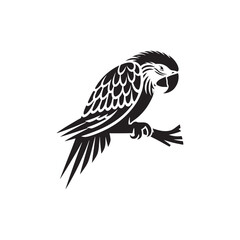 Aerial Waltz: Parrot Silhouette Series Waltzing in a Skyward Dance of Aerial Elegance and Beauty - Parrot Illustration - Parrot Vector
