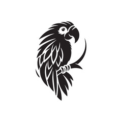 Tranquil Tropics: A Tranquil Collection of Parrot Silhouettes Set Against the Serenity of a Tropical Paradise - Parrot Illustration - Parrot Vector
