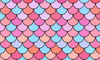 Scale Fish unicorn vivid background. Pattern skin fish. Scaled dragon underwater sea texture. Shape print snake. Fish scale element. © Tanita