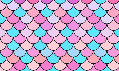 Scale Fish unicorn vivid background. Pattern skin fish. Scaled dragon underwater sea texture. Shape print snake. Fish scale element. © Tanita
