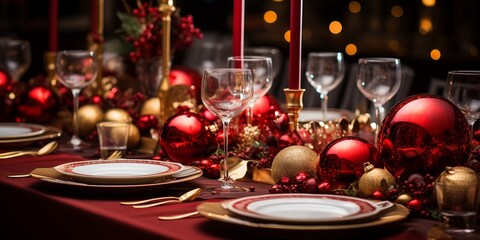 Exquisite Red and Gold Accent Pieces Presented in a Festive Setting