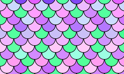 Scale Fish unicorn vivid background. Pattern skin fish. Scaled dragon underwater sea texture. Shape print snake. Fish scale element. © Tanita