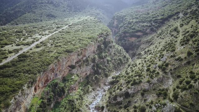 Drone footage of Velitsa Gorge near Tithorea village, Amfikleia-Elateia, Phthiotis, Greece
