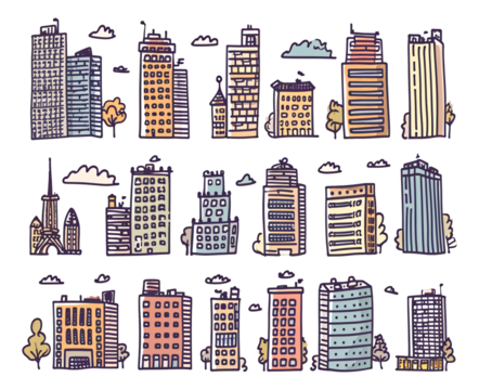 Hand-drawn whimsical architecture