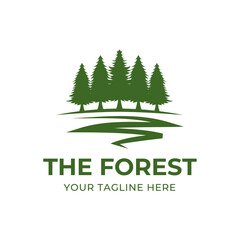 Tree logo design. Pine forest logo vector illustration