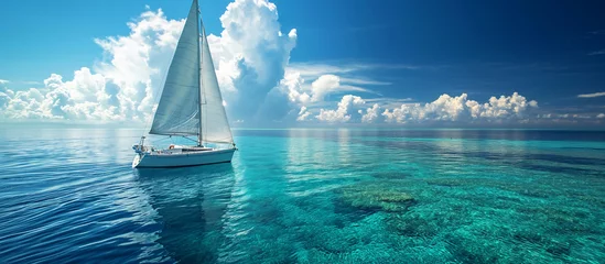 Tafelkleed A person sailing a boat and enjoying the sea  © Katrin_Primak