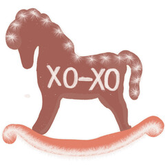 Little pony toy Christmas. Texture illustration.