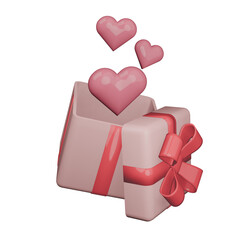 gift present with heart bubble for valentine day 3D asset transparent background for design